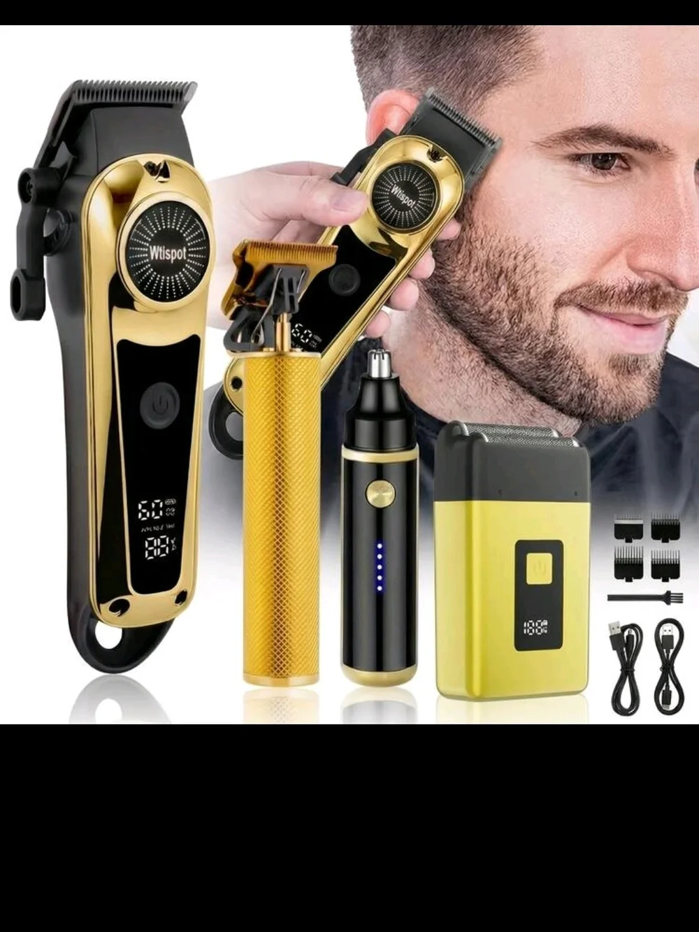 Gold & Black Men’s Grooming Kit — Trimmer, Nose Trimmer & Foil Shaver